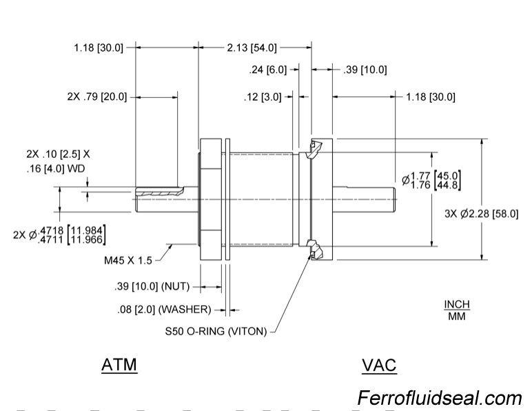 Ferrotec Feedthrough SNL-012-NN Ferrofluidic 133599